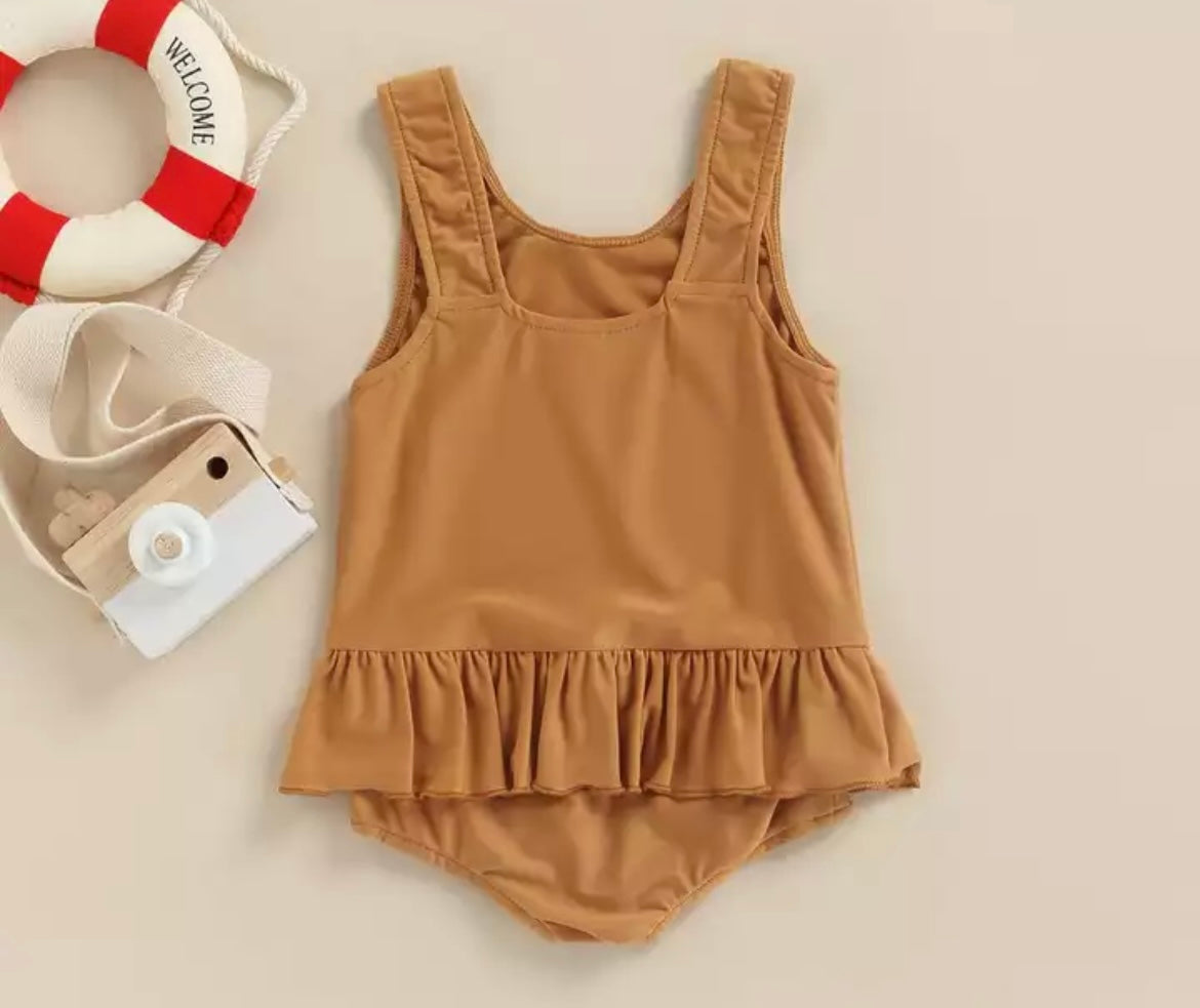 Baby girl One Piece Swimsuit in solid yellow