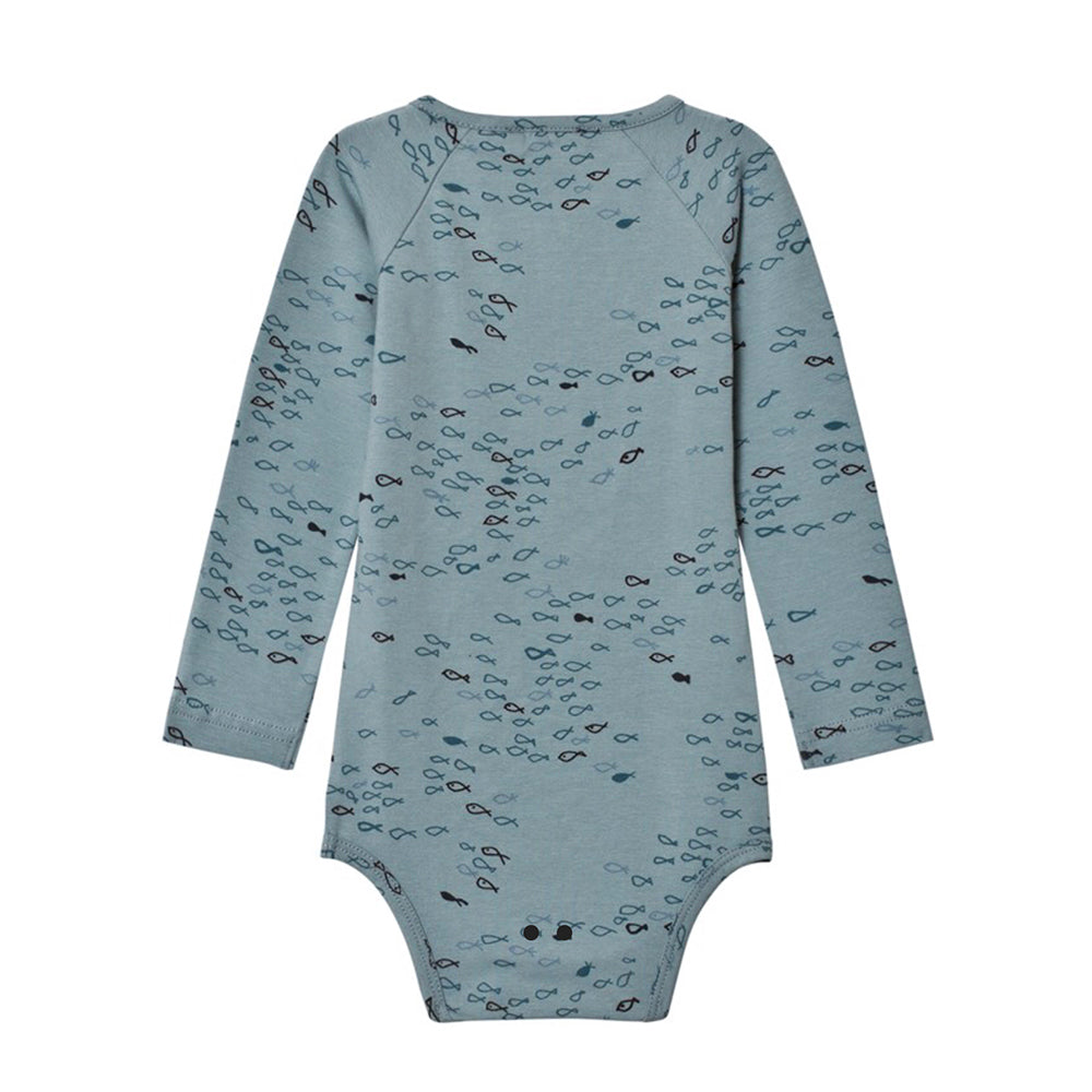 ORGANIC COTTON FISH PRINT BODYSUIT