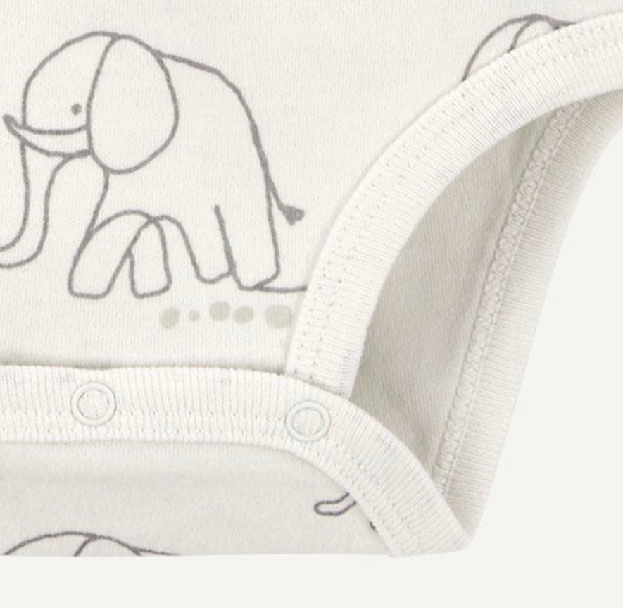 Light Grey and White Elephant Print Bodysuit