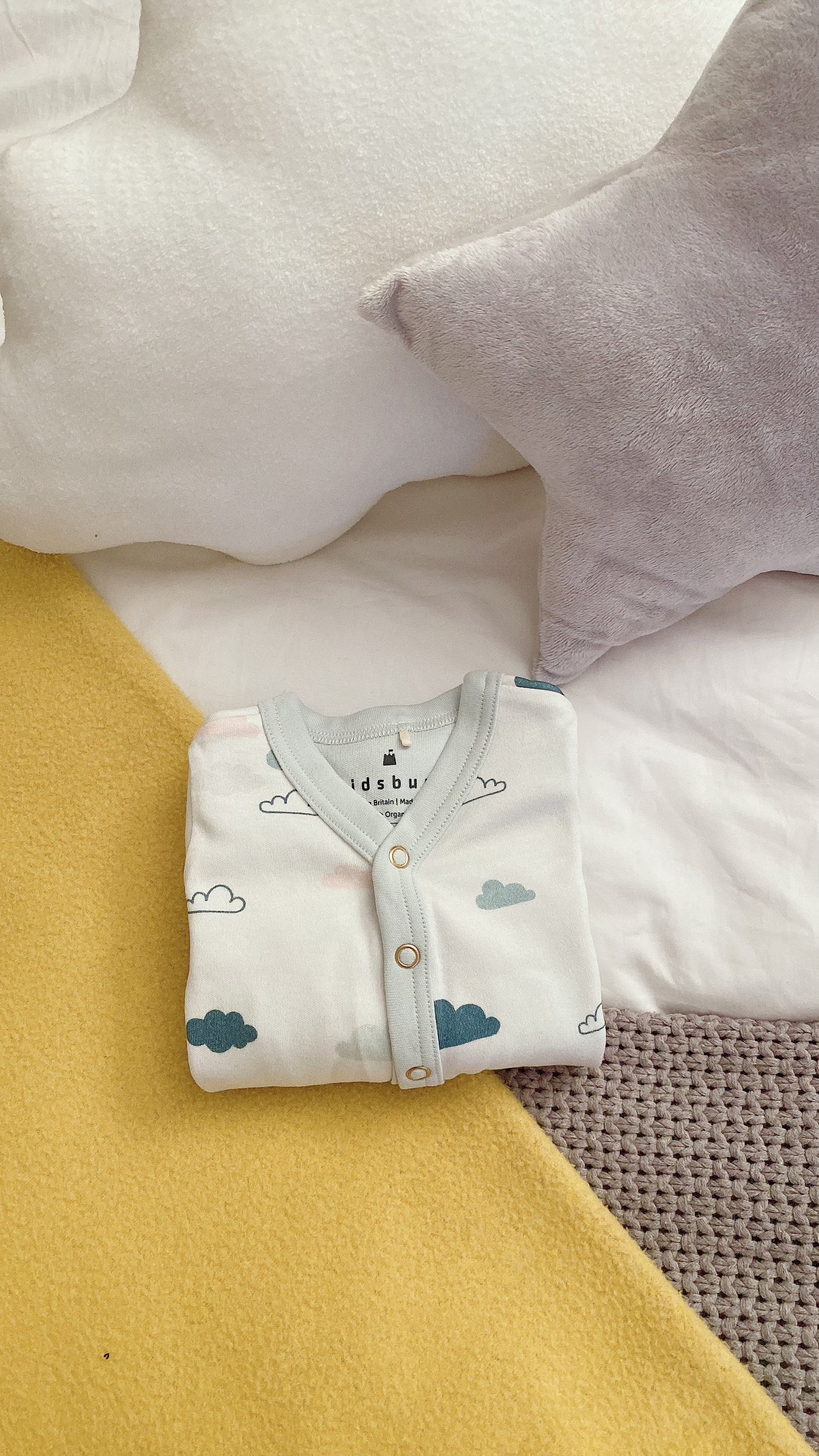 SOFT COTTON SLEEPSUIT, CLOUD PRINT