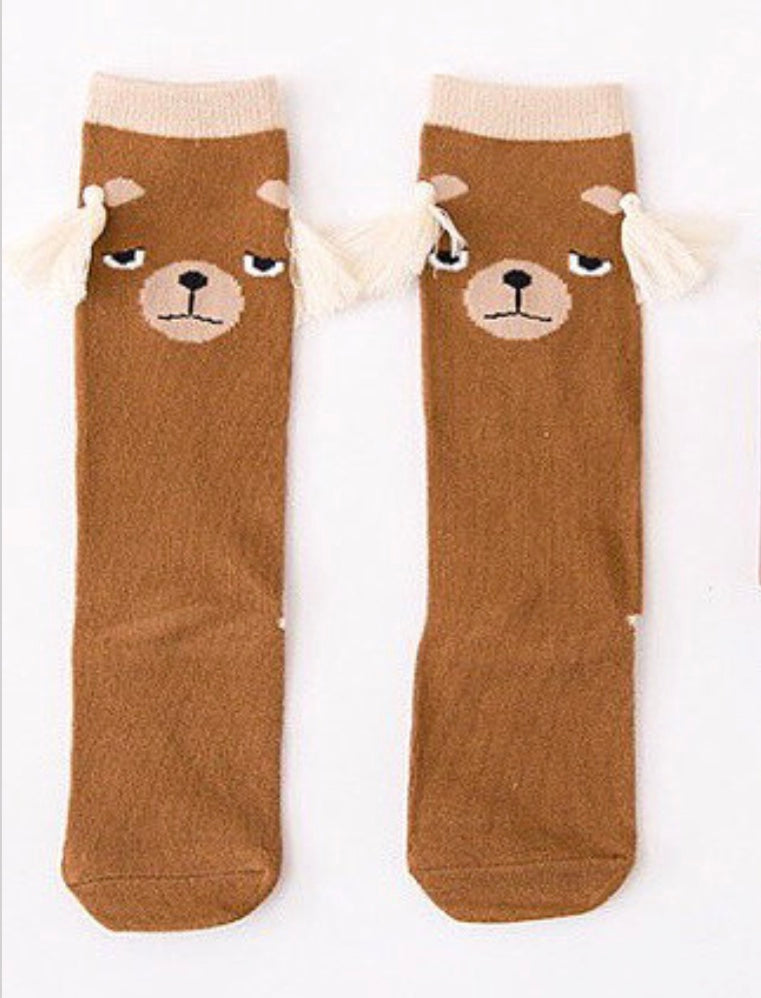 High knee socks Bear print