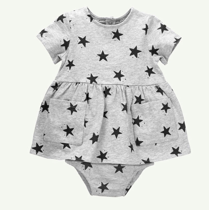 Star Print Dress with Diaper cover