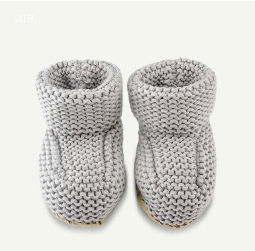 Grey Knit Baby Slippers
