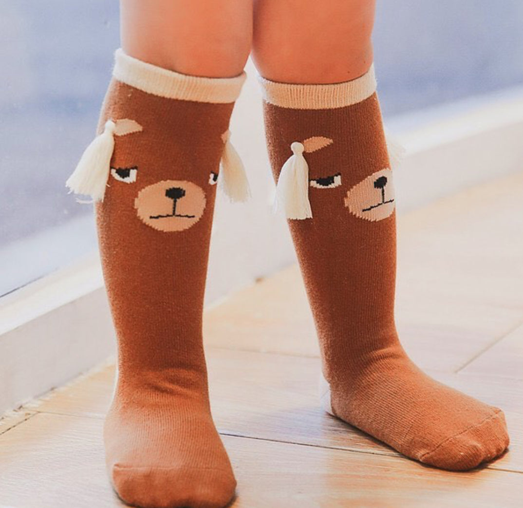 High knee socks Bear print