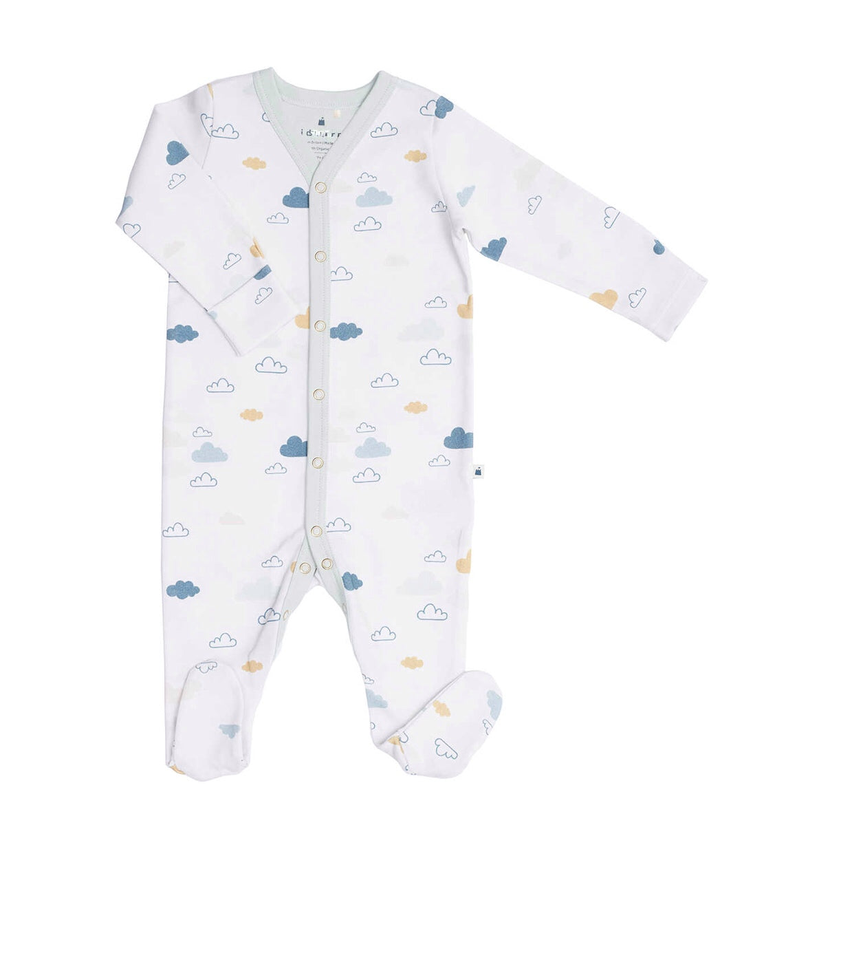 SOFT COTTON SLEEPSUIT, CLOUD PRINT