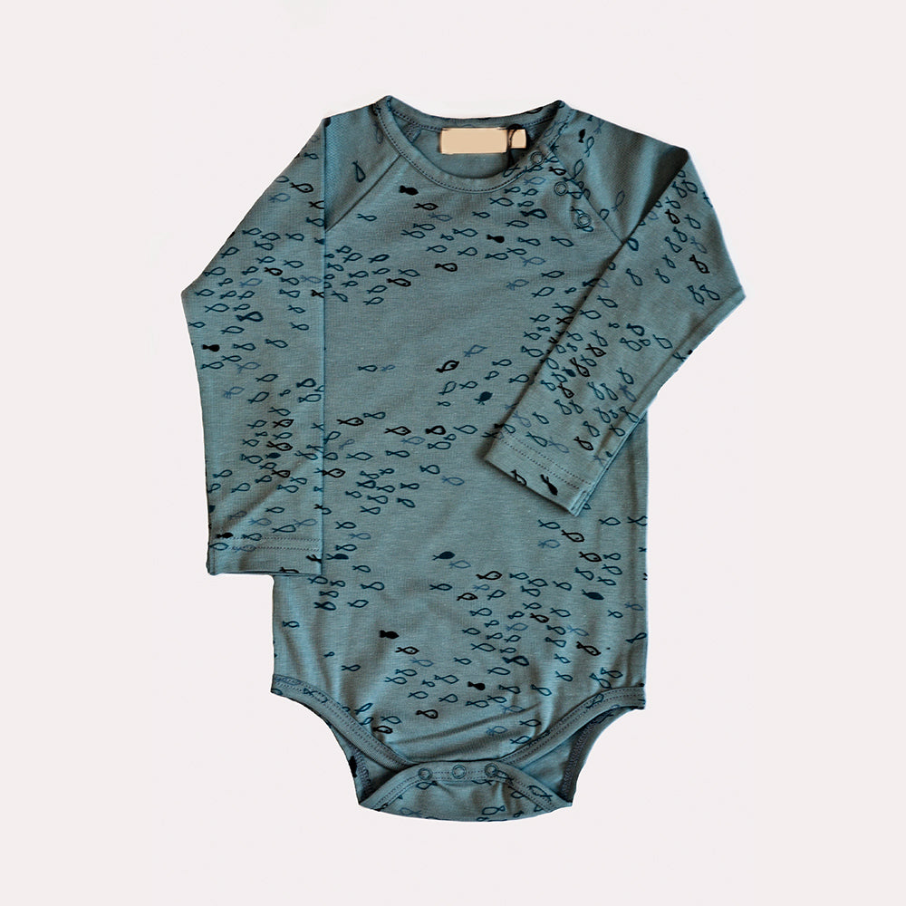 ORGANIC COTTON FISH PRINT BODYSUIT
