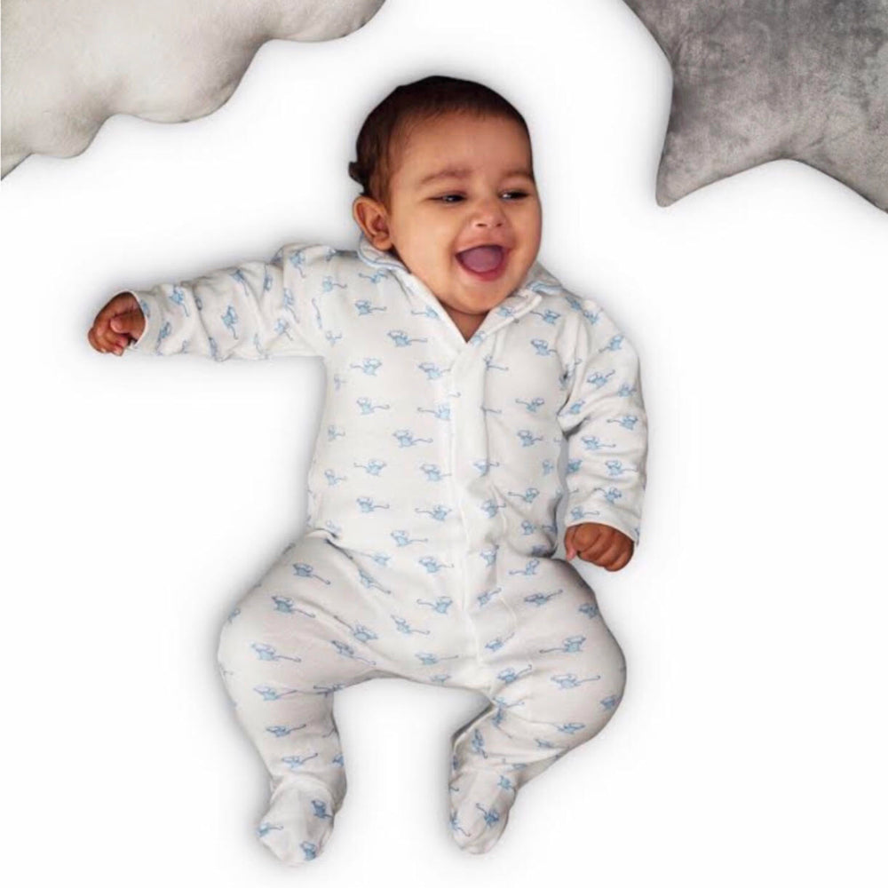 White Cotton baby grow mouse print