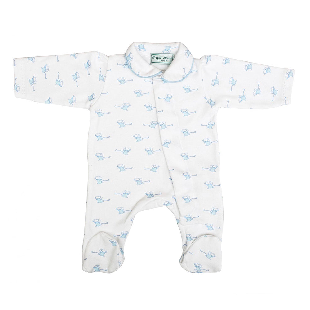 White Cotton baby grow mouse print