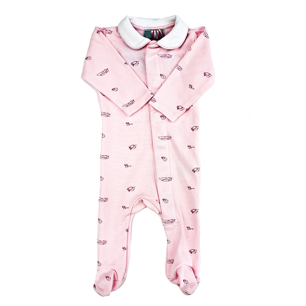 Pink Feather Cotton Sleepsuit